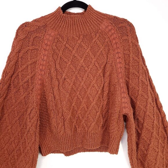 FREE PEOPLE Cozy Cable Knit Sweater - Rust - Picture 4 of 14